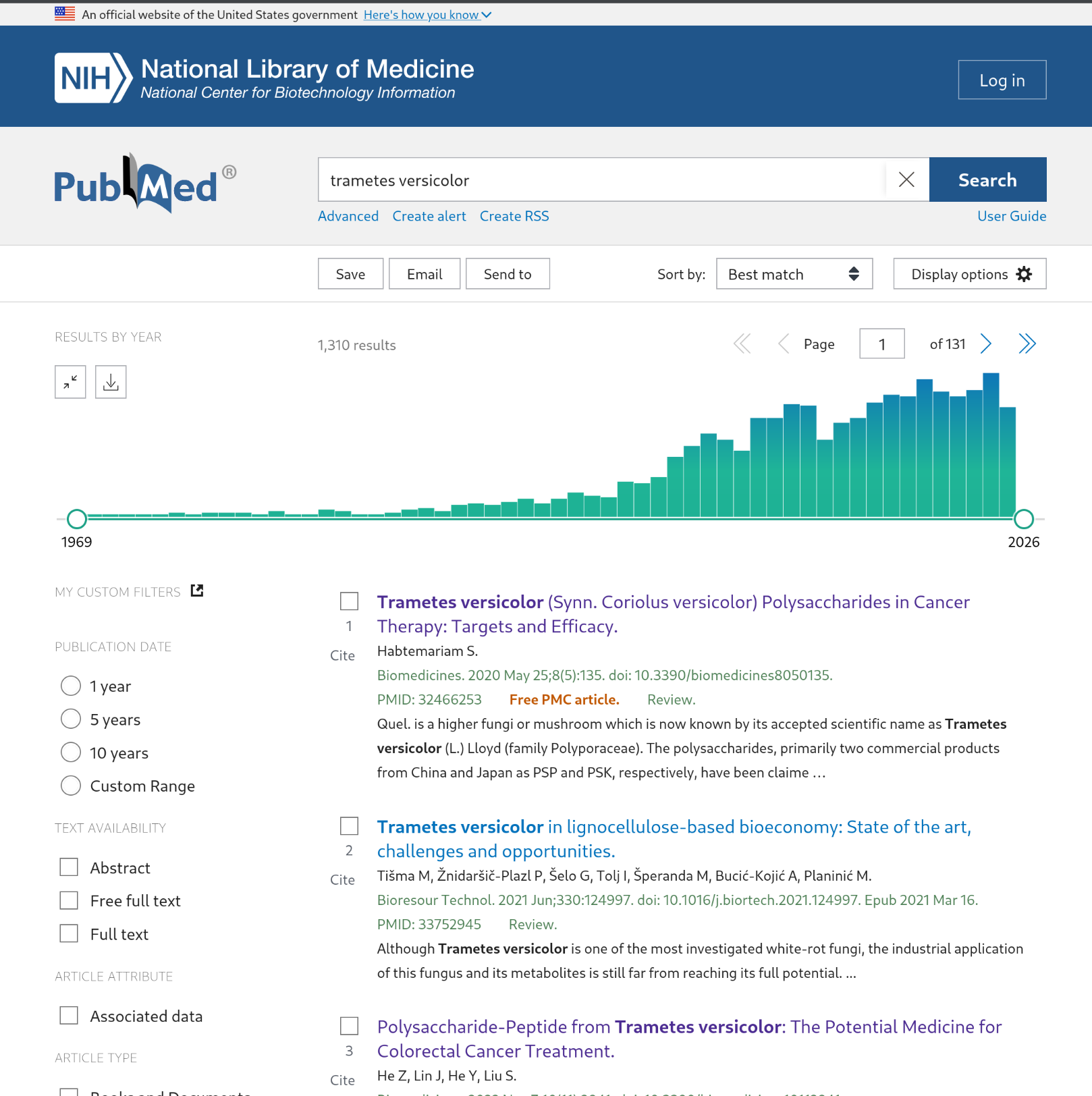Un aperçu de PubMed révèle plus de 1 300 publications sur Trametes versicolor. Des décennies de recherche soutiennent sa réputation comme l'un des champignons médicinaux les plus étudiés au monde.